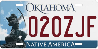 OK license plate 020ZJF