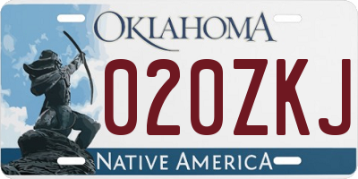 OK license plate 020ZKJ