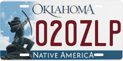 OK license plate 020ZLP