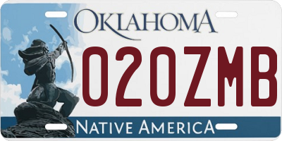 OK license plate 020ZMB