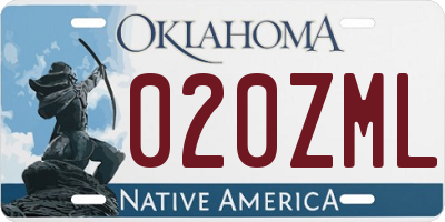 OK license plate 020ZML