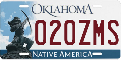 OK license plate 020ZMS