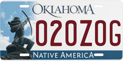 OK license plate 020ZOG