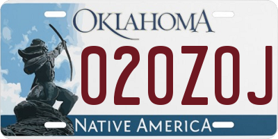 OK license plate 020ZOJ