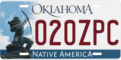 OK license plate 020ZPC