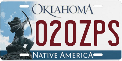 OK license plate 020ZPS