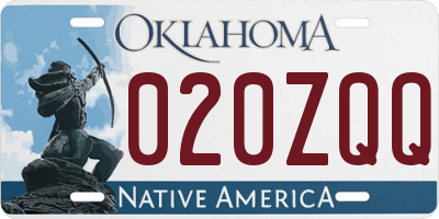 OK license plate 020ZQQ