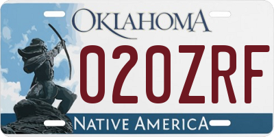 OK license plate 020ZRF