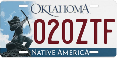 OK license plate 020ZTF