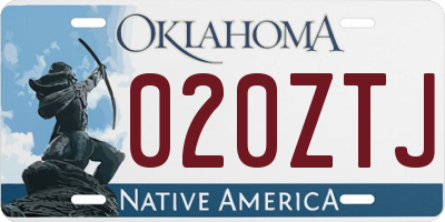 OK license plate 020ZTJ