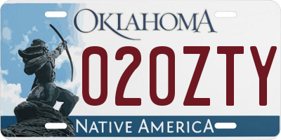 OK license plate 020ZTY