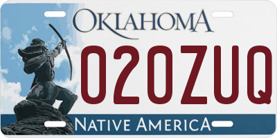 OK license plate 020ZUQ