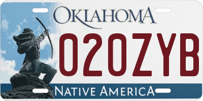 OK license plate 020ZYB