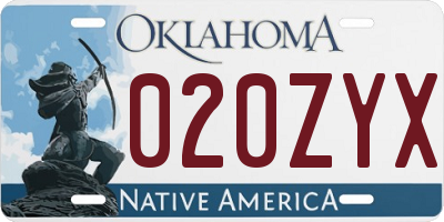 OK license plate 020ZYX