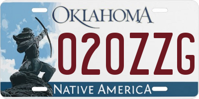 OK license plate 020ZZG