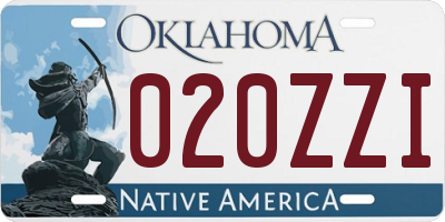 OK license plate 020ZZI