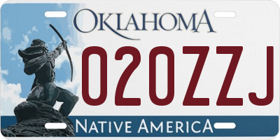 OK license plate 020ZZJ