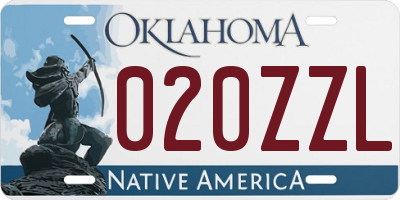 OK license plate 020ZZL