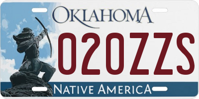 OK license plate 020ZZS