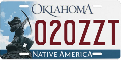 OK license plate 020ZZT