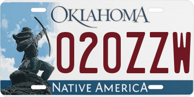 OK license plate 020ZZW