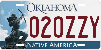 OK license plate 020ZZY