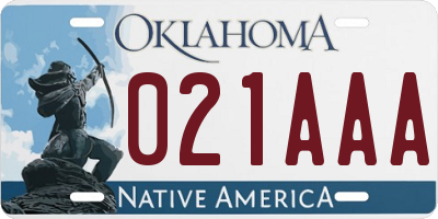 OK license plate 021AAA