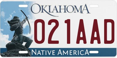 OK license plate 021AAD