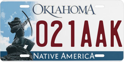 OK license plate 021AAK