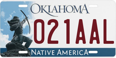 OK license plate 021AAL