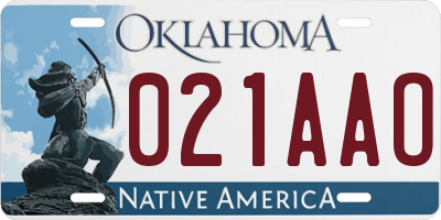 OK license plate 021AAO