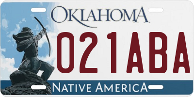 OK license plate 021ABA
