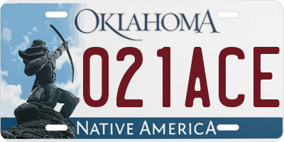 OK license plate 021ACE