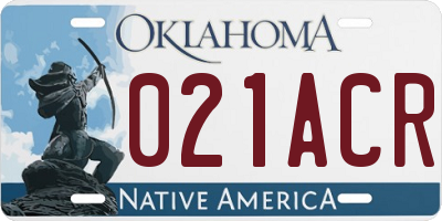 OK license plate 021ACR