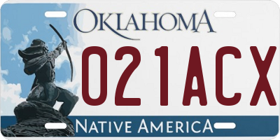 OK license plate 021ACX