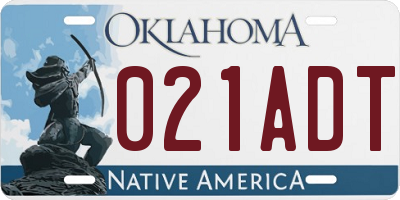 OK license plate 021ADT