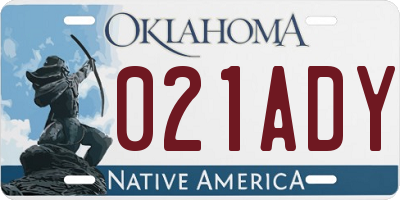 OK license plate 021ADY