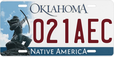 OK license plate 021AEC
