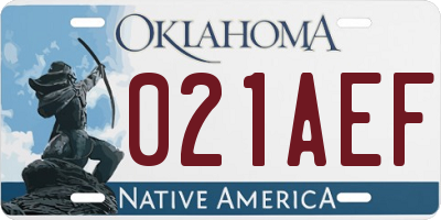 OK license plate 021AEF