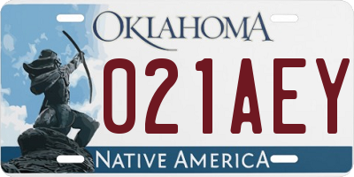 OK license plate 021AEY