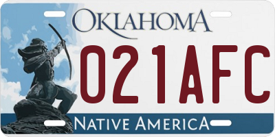 OK license plate 021AFC