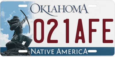 OK license plate 021AFE