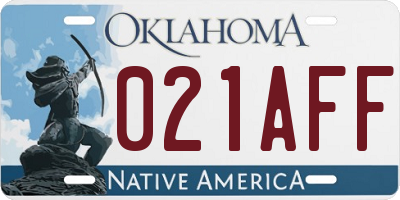 OK license plate 021AFF