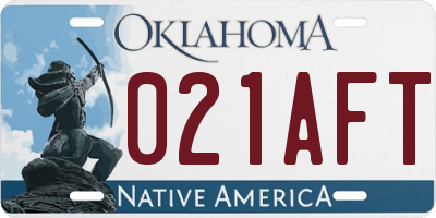 OK license plate 021AFT