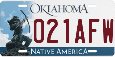 OK license plate 021AFW