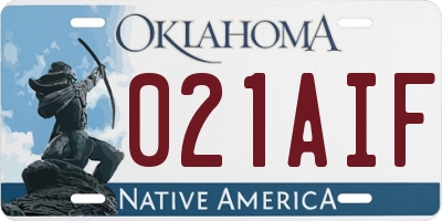 OK license plate 021AIF
