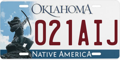 OK license plate 021AIJ