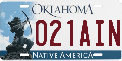 OK license plate 021AIN