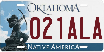 OK license plate 021ALA