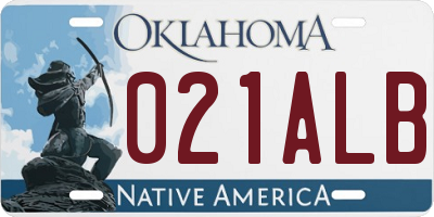 OK license plate 021ALB